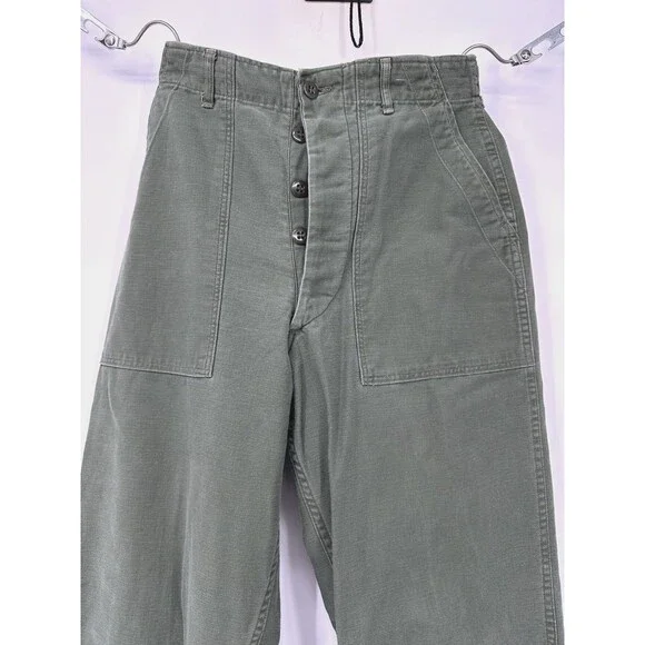 Vintage US Army OG-107 Pants Men 28 x30 Sateen Military Vietnam‎ Trousers - Picture 5 of 13